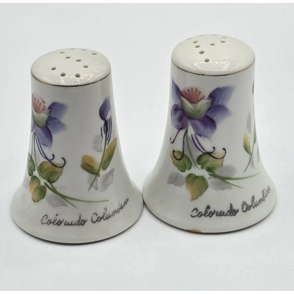 Vintage Colorado Columbine Floral Salt & Pepper Shakers‎ Flower